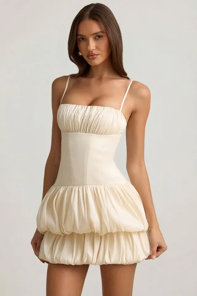 Oh Polly Clarice 12015 mini robe satin ivoire corset