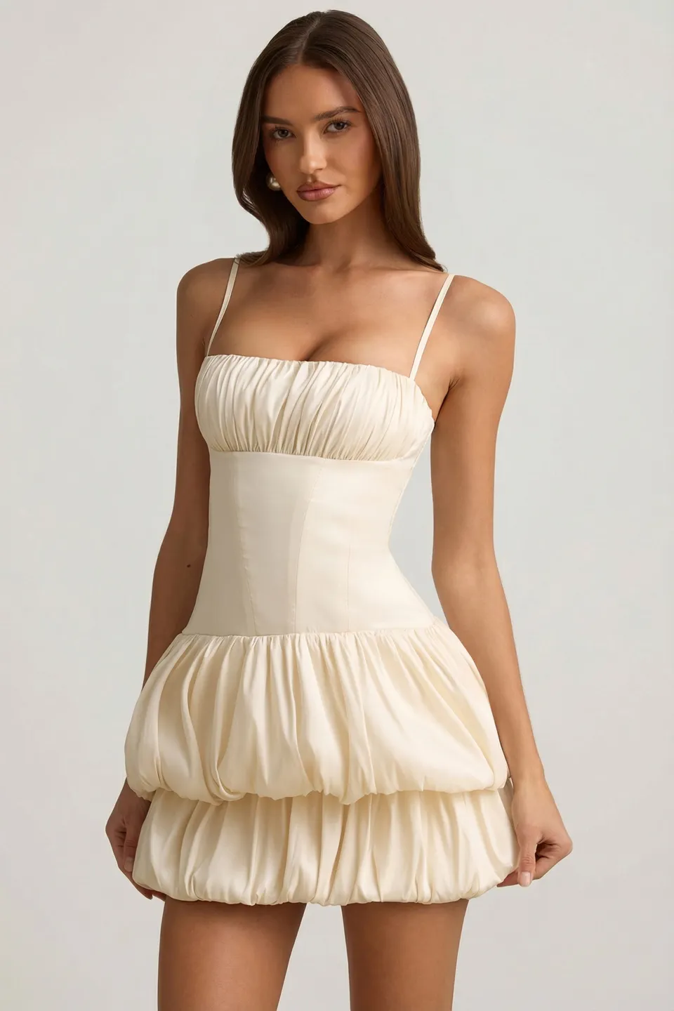 Oh Polly Clarice 12015 mini robe satin ivoire corset