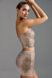 Oh Polly Adaia micro mini jupe amande strass