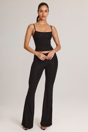 Oh Polly Patsy 14826A pantalon flare noir modal taille mi-haute