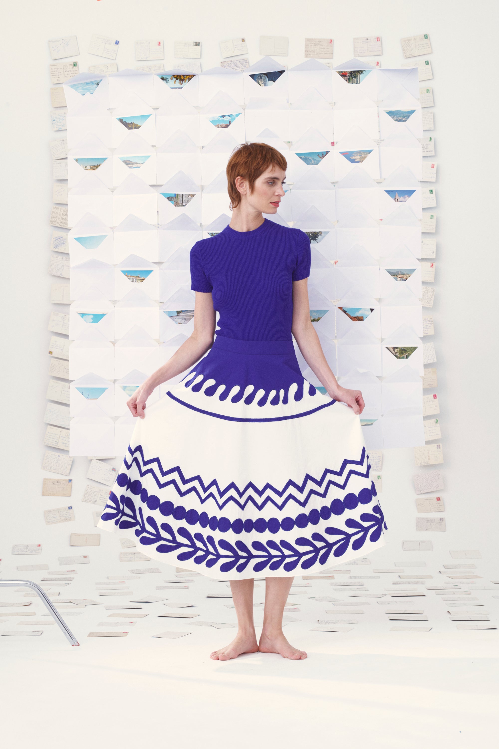 Mii Corfou Les Cyclades jupe coton blanc bleu XS-L