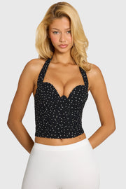 Oh Polly Tops Crop Top Myles 16673 Noir Pois Armaturé