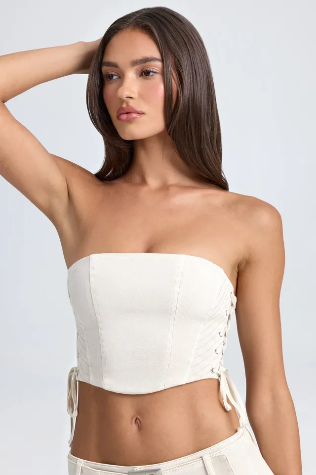 Oh Polly Dalani top corset bandeau écru à lacets
