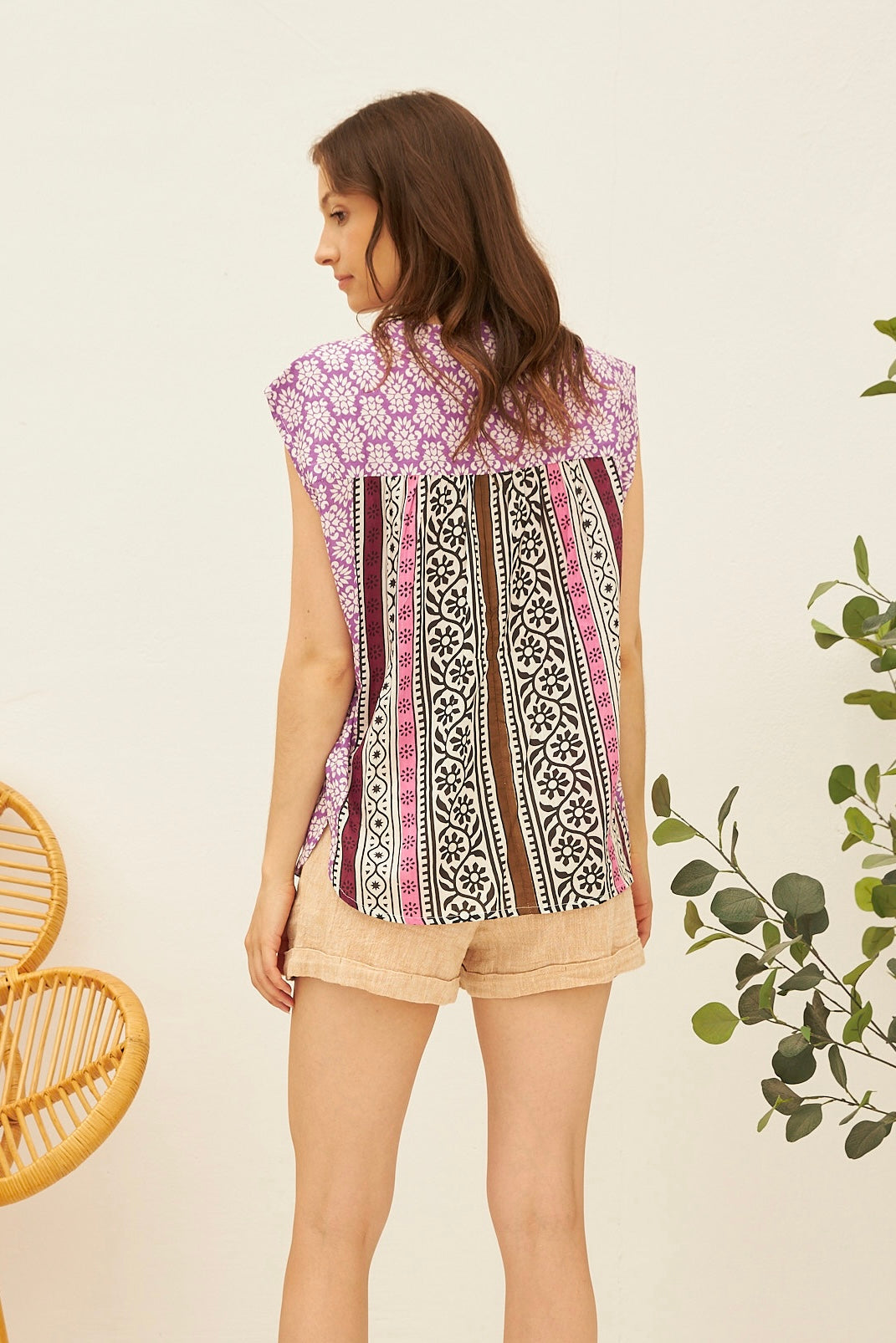 Chicosoleil Marty top femme violet Batik coton XS-L