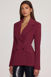 Oh Polly Marika Blazer Bordeaux Croisé Cintré Structuré