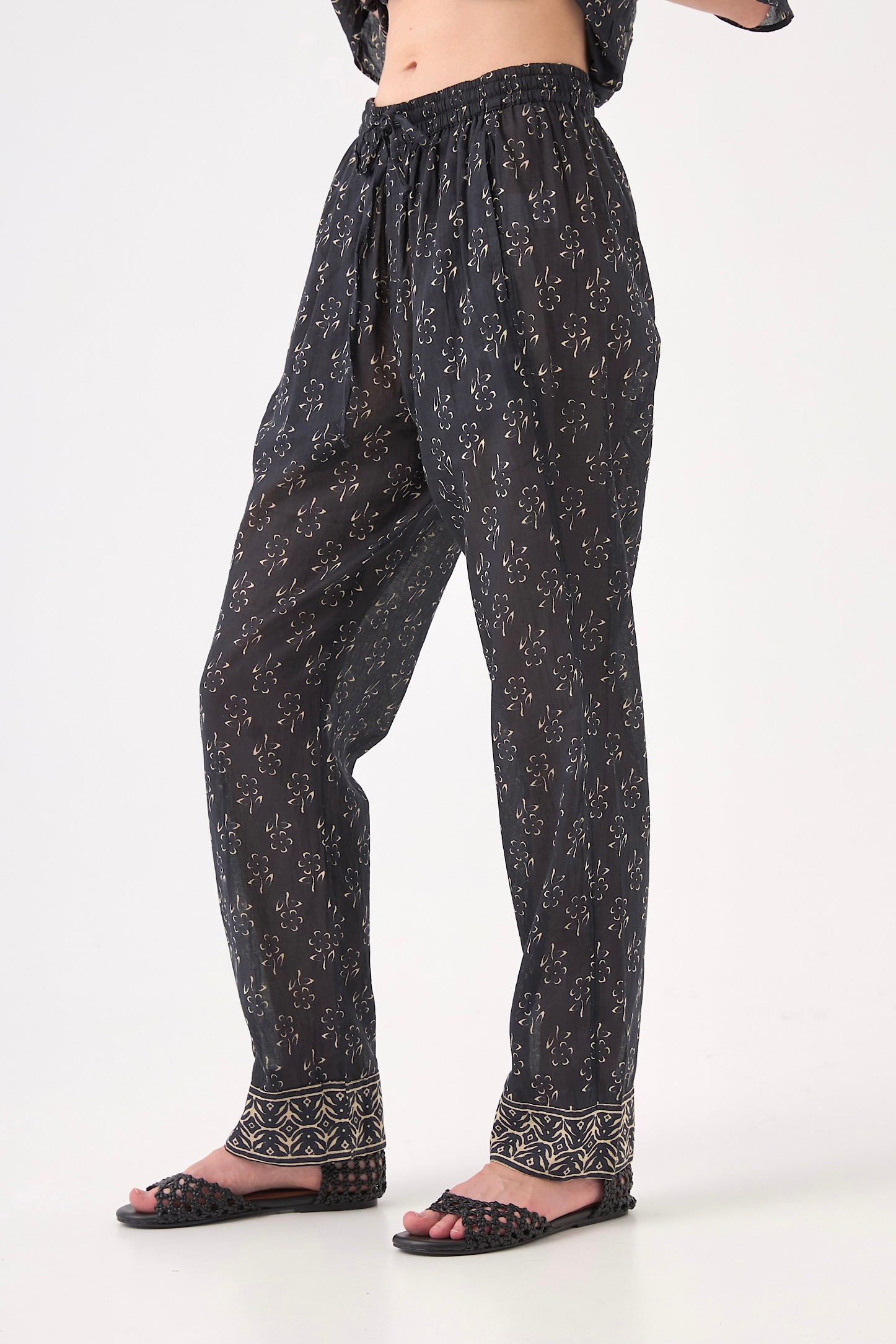 Chicosoleil Bernie pantalon fluide fleurs vagabondes 100% coton