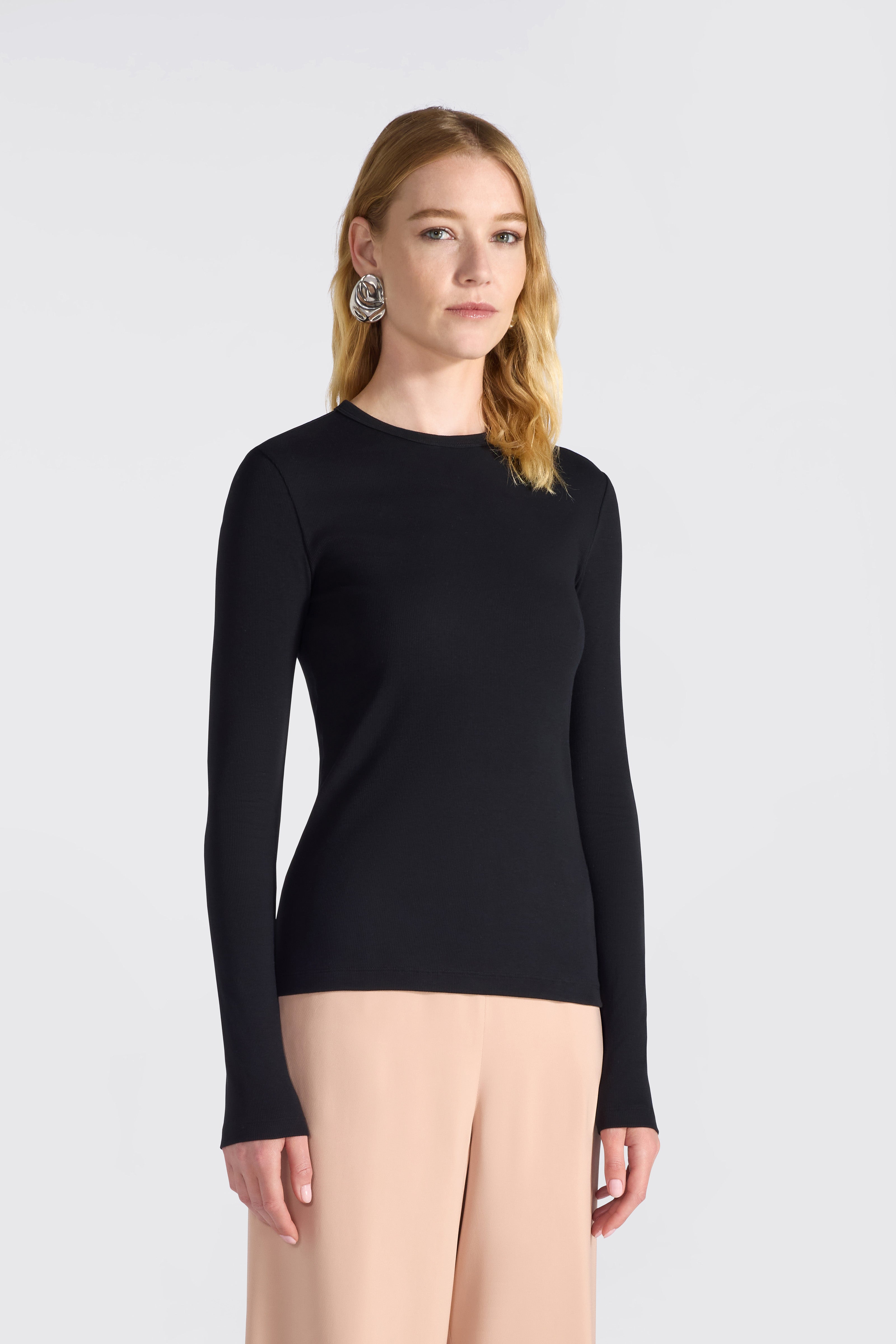 Liviana Conti Caroline t-shirt coton bio noir manches longues
