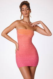 Oh Polly Basel mini robe bustier ombré perlée