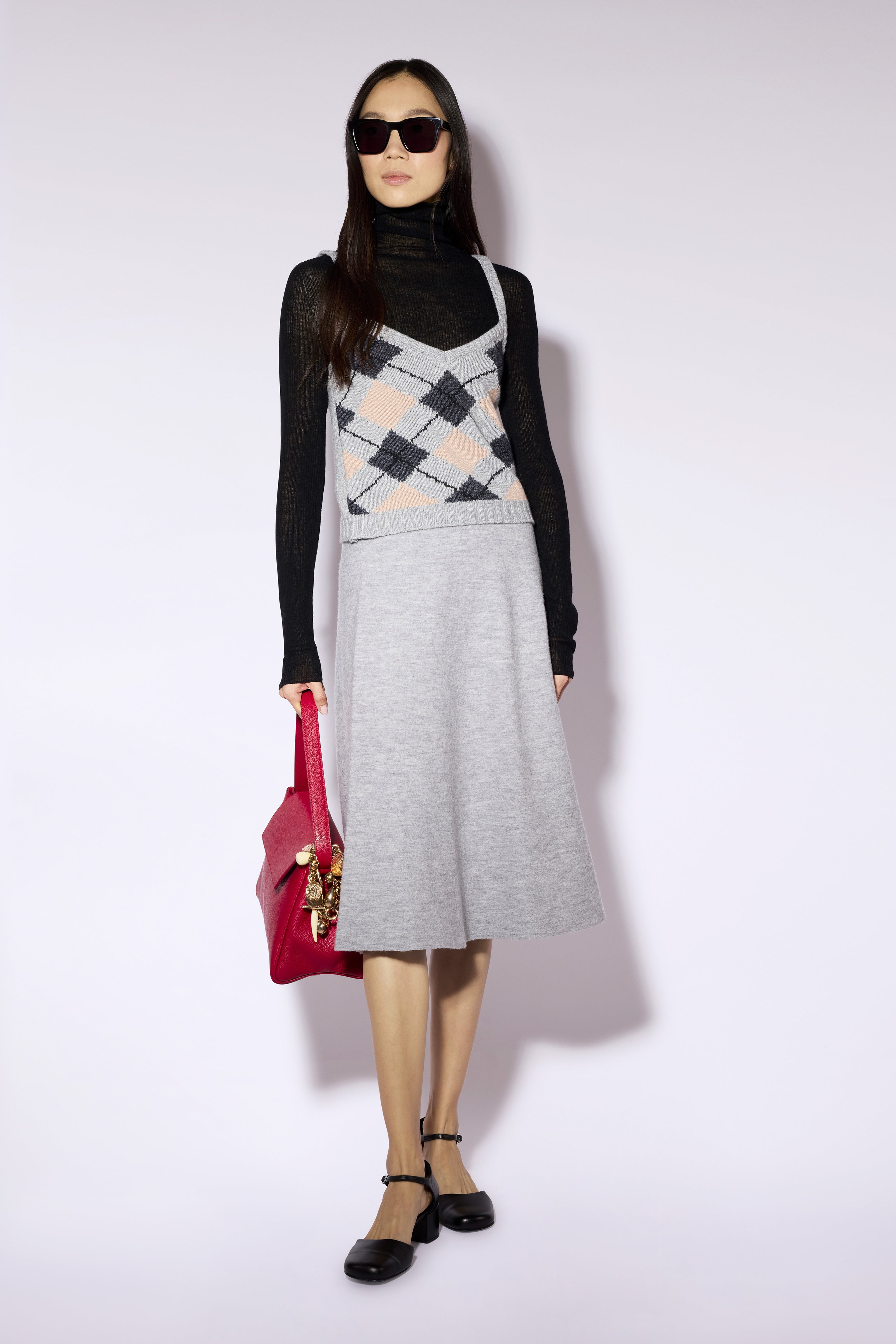 Liviana Conti Gladys jupe midi femme laine gris clair