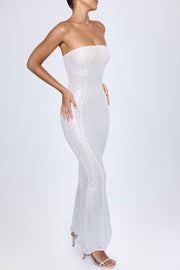 Oh Polly Kinsley 10014 robe maxi bustier blanche sequins