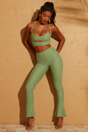 Oh Polly Zuni pantalon dentelle vert taille haute laçage