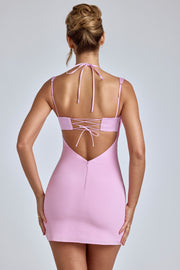 Oh Polly Mirabel robe mini col bénitier rose bubblegum satin