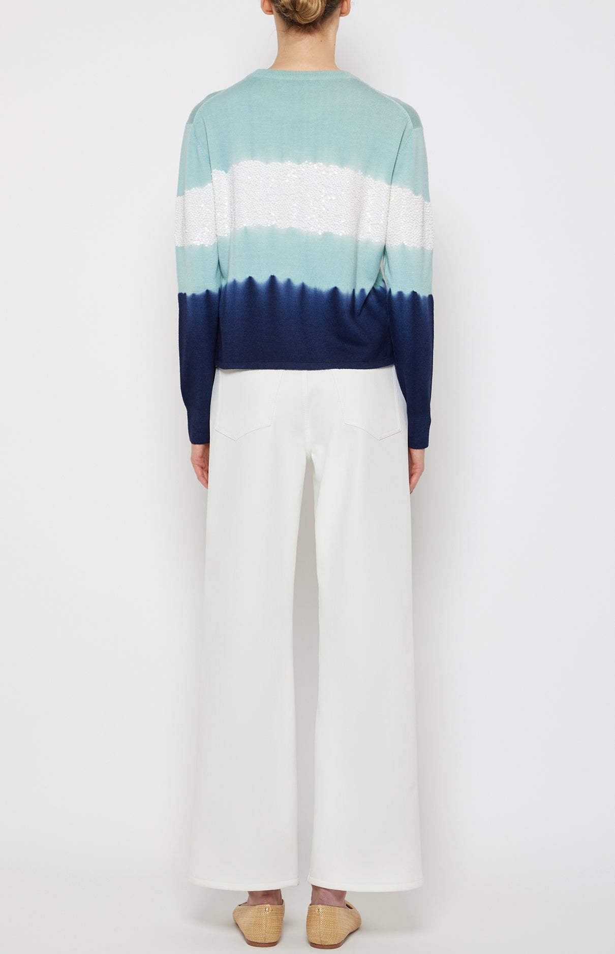 Prabal Gurung Embroidered Stripe pull bleu laine cachemire