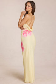 Oh Polly Dresses Fioren robe chiffon jaune floral