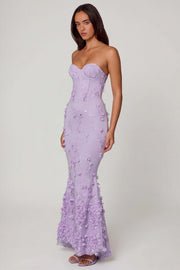 Oh Polly Amal robe maxi lilas corset à sequins