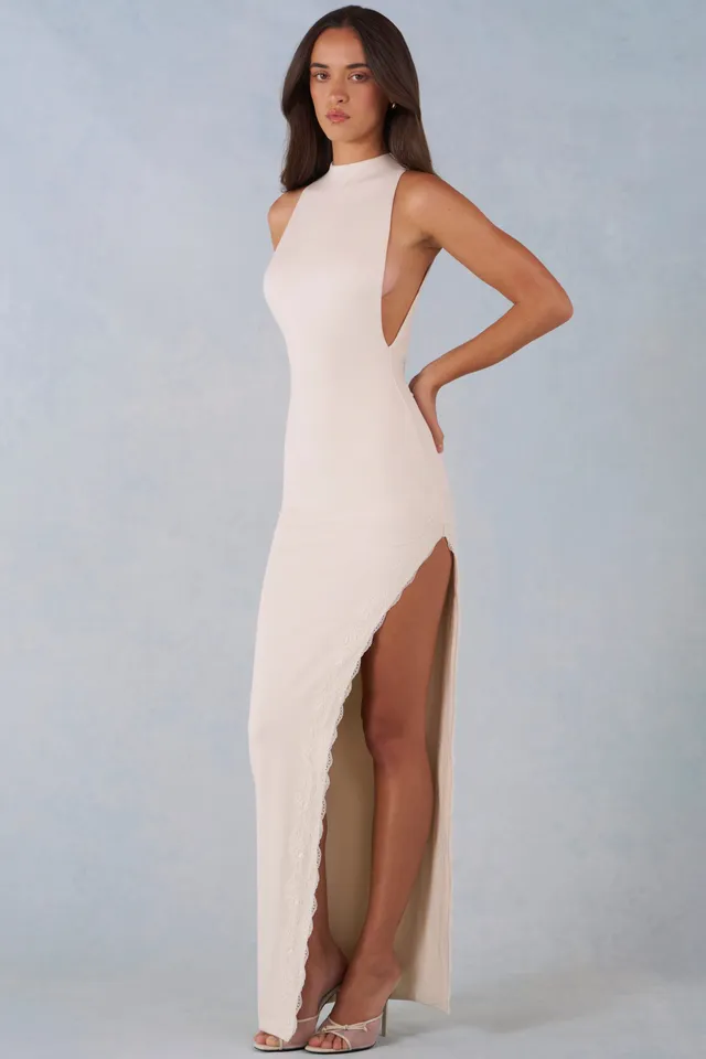Oh Polly Dresses Modal robe maxi licou ivoire