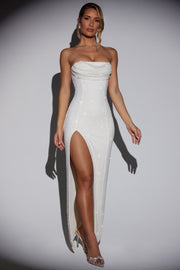 Oh Polly Embellished La Rochette 6750 robe maxi blanc neige