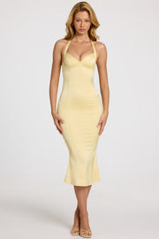 Oh Polly Elyra robe midaxi jaune beurre satin