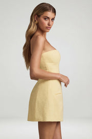 Oh Polly Taia robe mini bustier jaune pastel corset