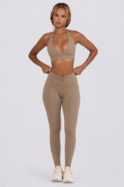 Oh Polly BT2233 Legging Mocha Marl Mi-Taille Foncé