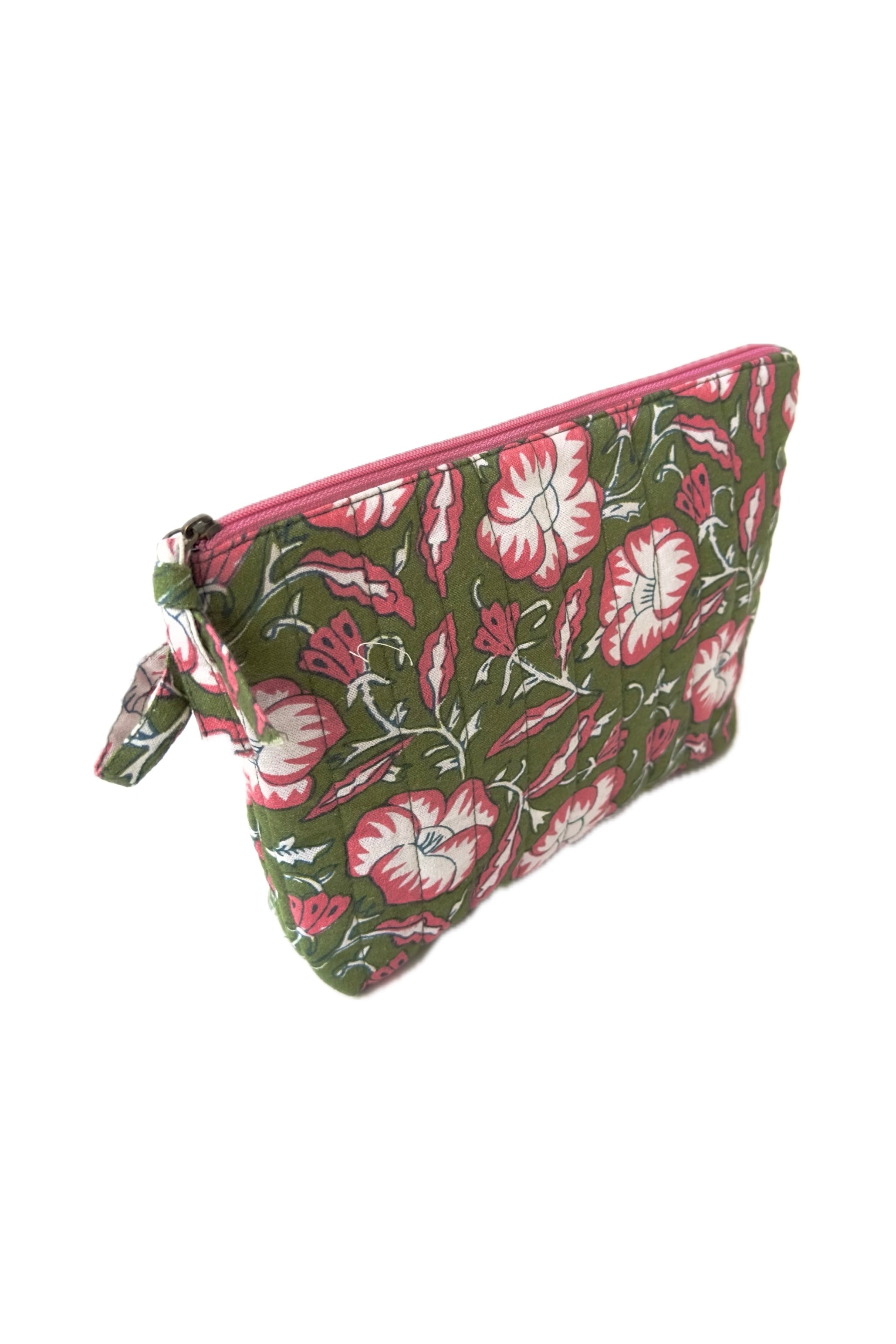 Chicosoleil Keeran pochette matelassée verte batik coton