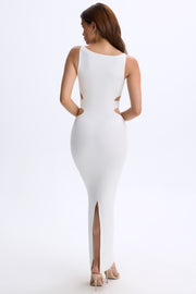 Oh Polly Dresses Robe Maxi Sena Blanche Modal Découpes
