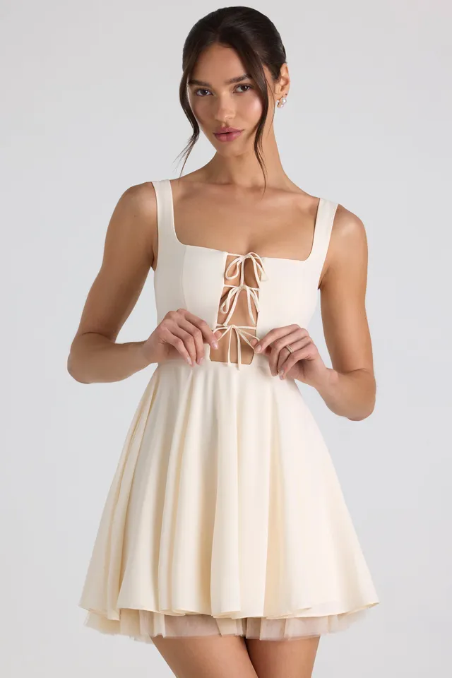 Oh Polly Nanisca 8285 mini robe ivoire georgette ajourée