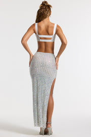Oh Polly Embellished Siona jupe maxi argent strass fendue