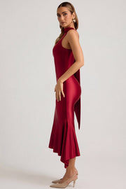 Oh Polly Shaya 11995 Robe midaxi rouge asymétrique
