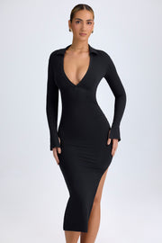 Oh Polly Yael robe midaxi noire col V modal
