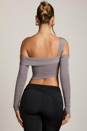 Oh Polly Carryn top asymétrique gris acier ruché
