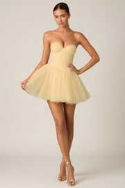 Oh Polly Dottie robe mini corset tulle jaune bustier