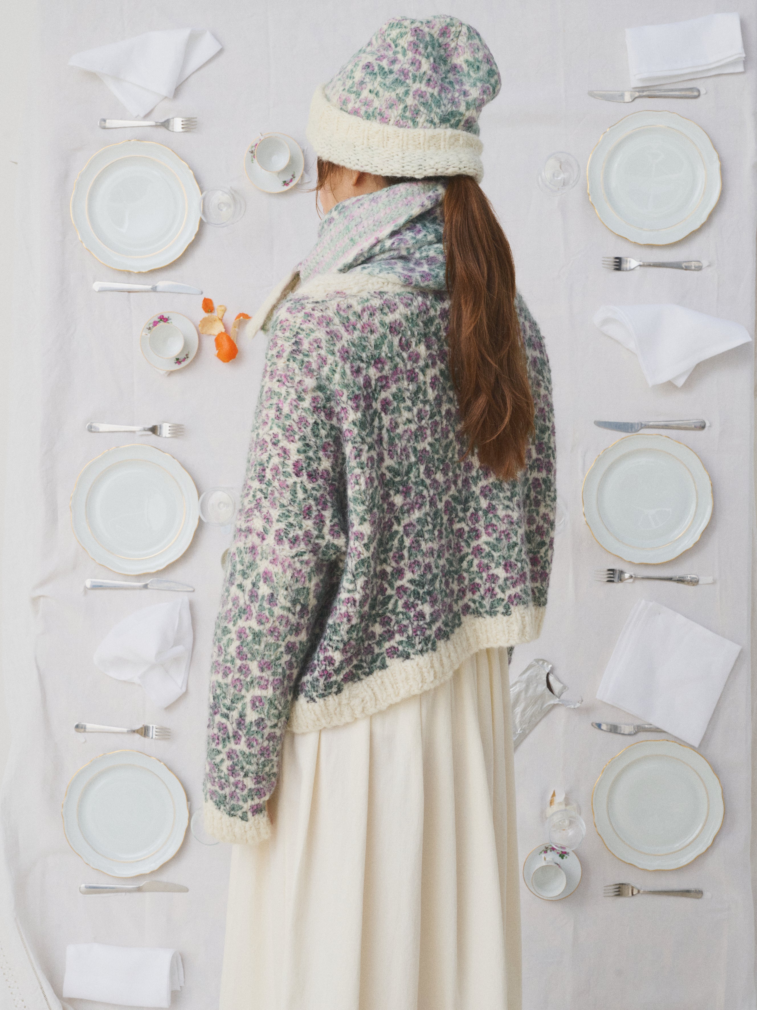 MII Mii à table Cardigan Ernst gilet femme S/M fleurs laine