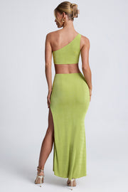 Oh Polly Dresses Rosalia 8616 robe longue olive une épaule
