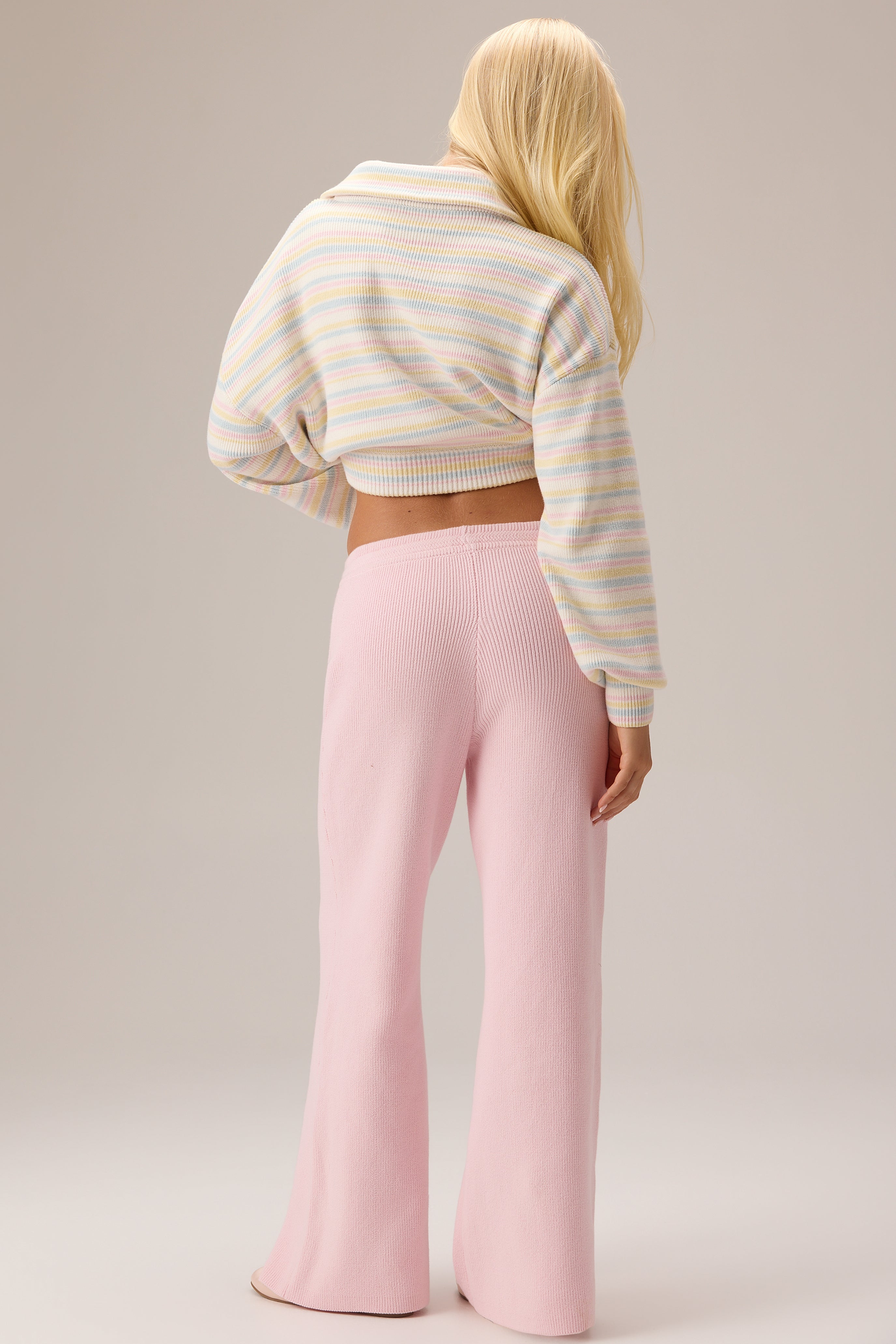 Oh Polly Bo+Tee Ribbed Knit jogging large rose pâle