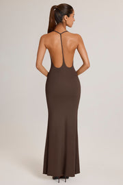 Oh Polly Leire Robe longue marron modal dos nu