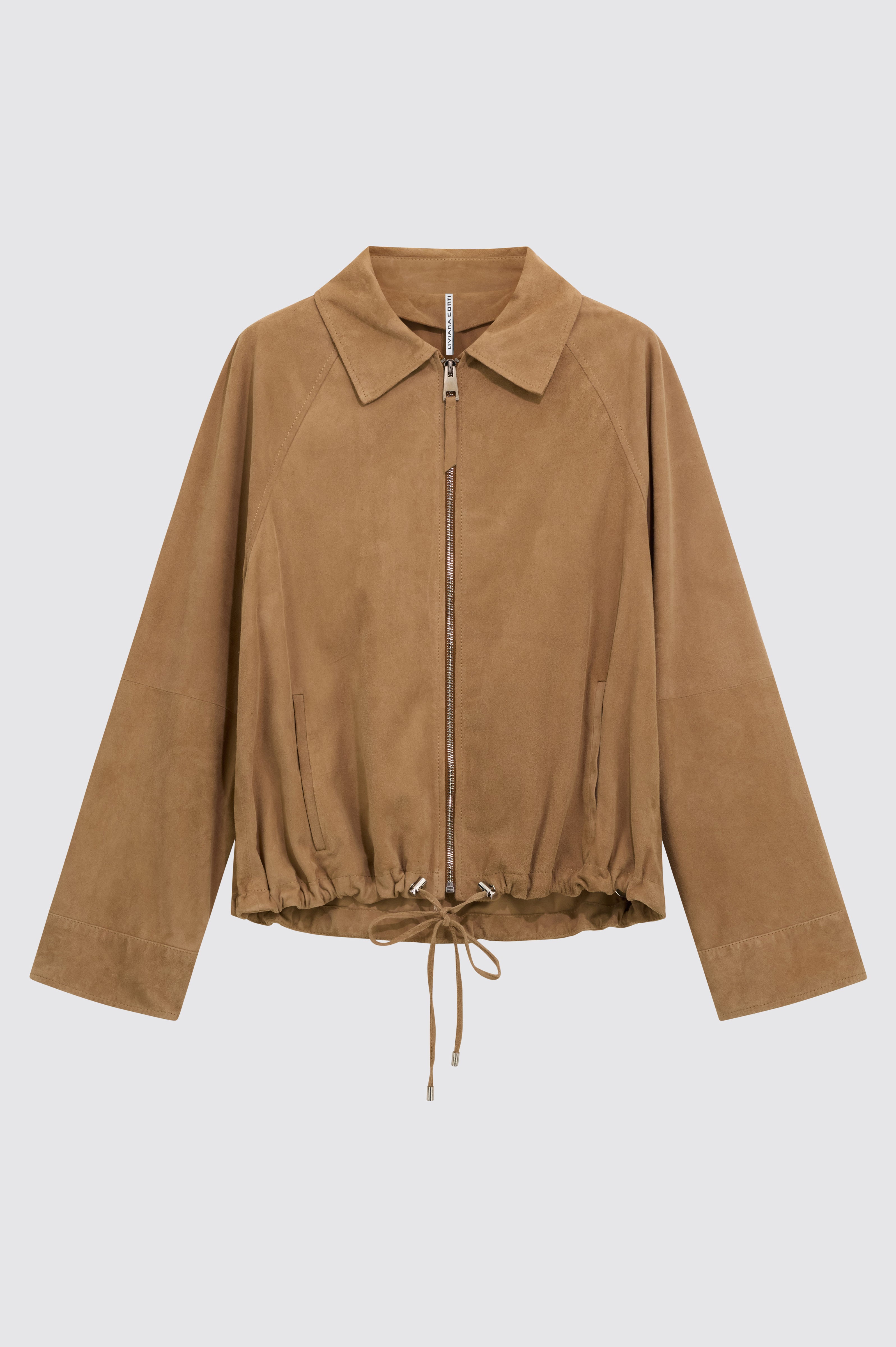 Liviana Conti Lance veste daim cremino col chemise zip