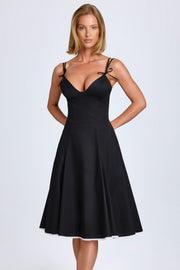 Oh Polly Mallory robe midi noire à nœuds coton
