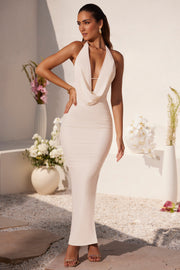 Oh Polly Mariposa 7284 Robe longue ivoire jersey décolleté