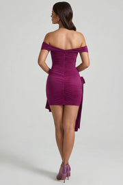 Oh Polly Roselle Robe mini jersey fleurs prune