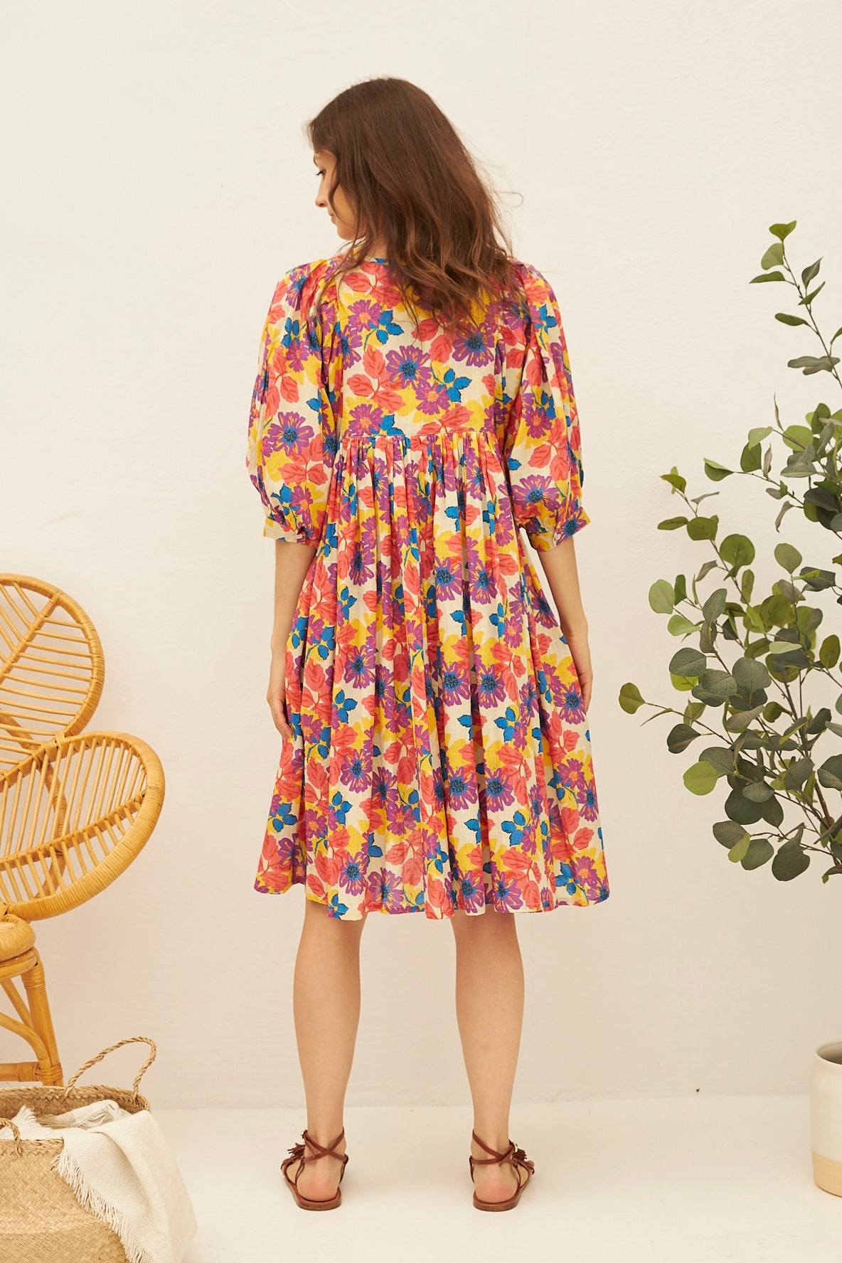 Chicosoleil Nikita robe écru fleurs Jaipur
