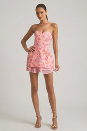 Oh Polly Eliselle mini robe bustier rose sequins corset