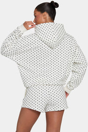 Oh Polly Oversized Applique Hoodie sweat femme noir pois