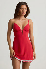 Oh Polly Dresses Seliora A-Line Mini robe rouge dos nu