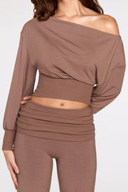 Oh Polly Thea pantalon droit modal marron mocha
