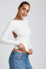Oh Polly Elli 8120 top blanc dos nu manches longues