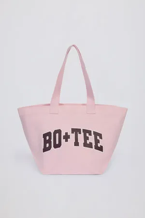 Bo+Tee Tote Bag Cabas Rose Pâle Toile de Coton Zippé