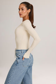 Oh Polly Elodie Body Manches Longues Ivoire Col V Modal