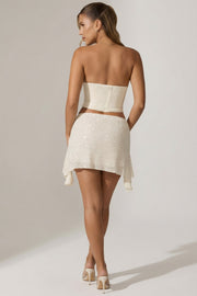 Oh Polly top corset blanc sequins bustier drapé