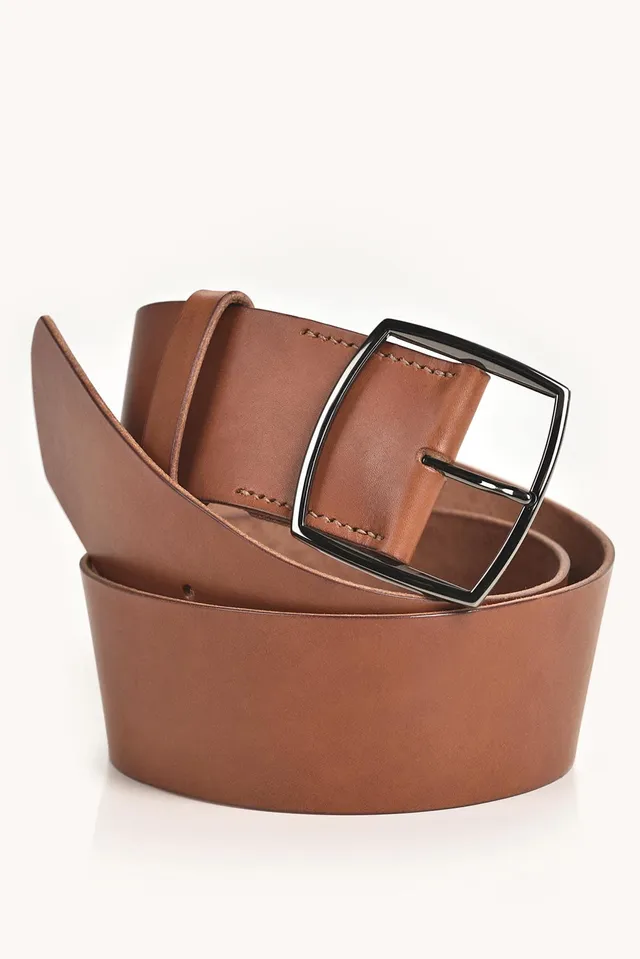 Thelma & Rose Eva ceinture large cuir pleine fleur châtaigne